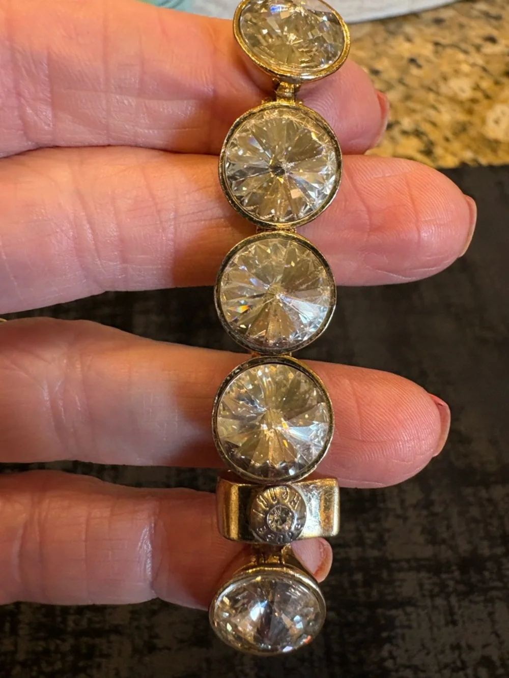 Henri Bendel Gold-Tone Crystal Statement Bracelet - Clear Crystal Accents - Picture 7 of 9